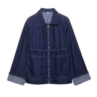 Womens European And American-style Zip-up Jacket And Jeans Set