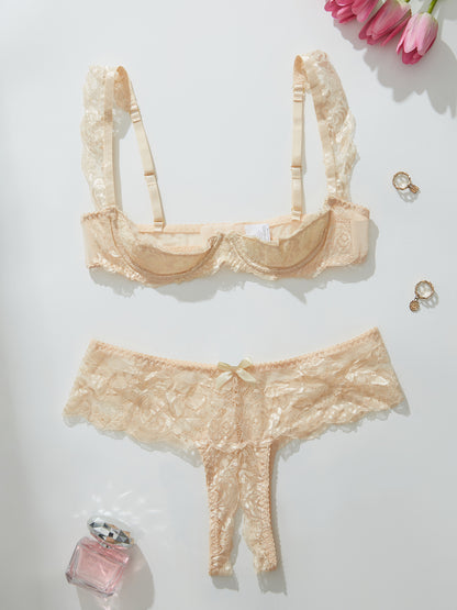 Cute Girl-Style Lace Bra And Underwear Set
