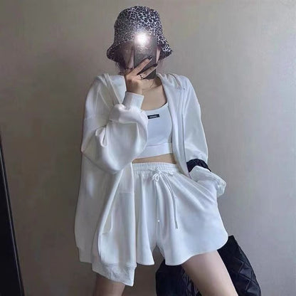 Womens Stylish Winter Zip-Up Hoodie Pants And Vest Set